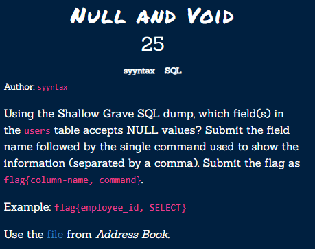 Null and Void Challenge Description